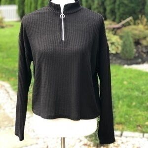Black three-quarter zip top